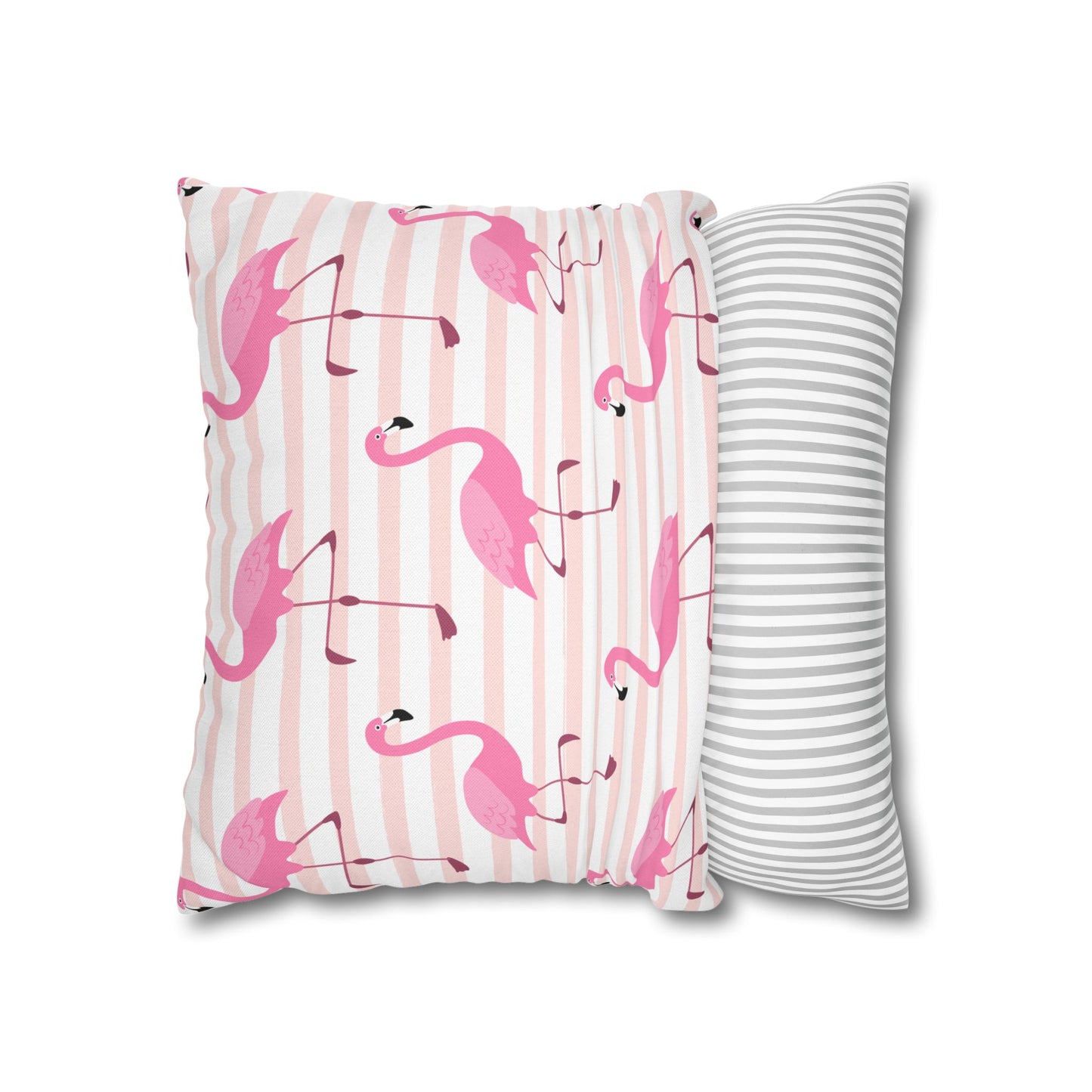 Pink Flamingo Pattern Pillowcase - Vibrant Spun Polyester Square Cushion for Summer Decor