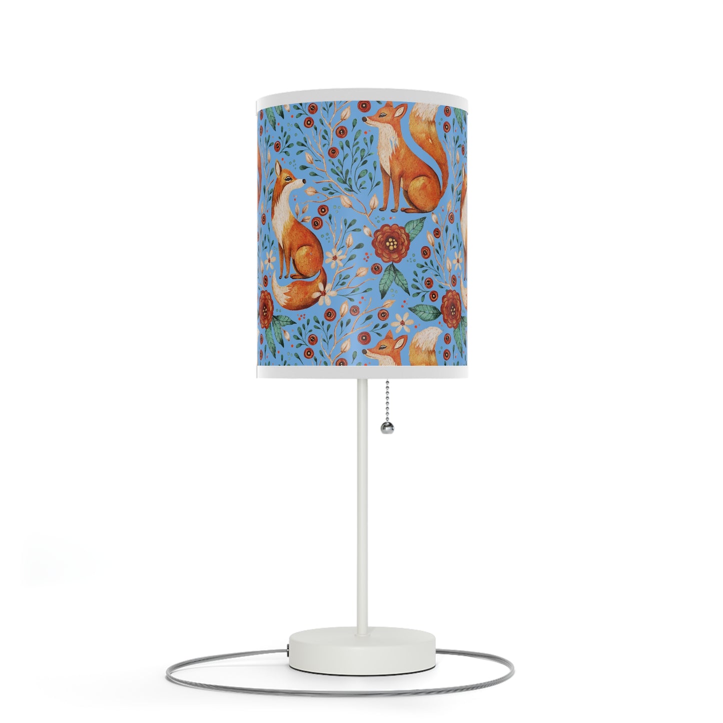 Whimsical Fox Floral Table Lamp - Stylish Decorative Lighting for Cozy Spaces - Blue
