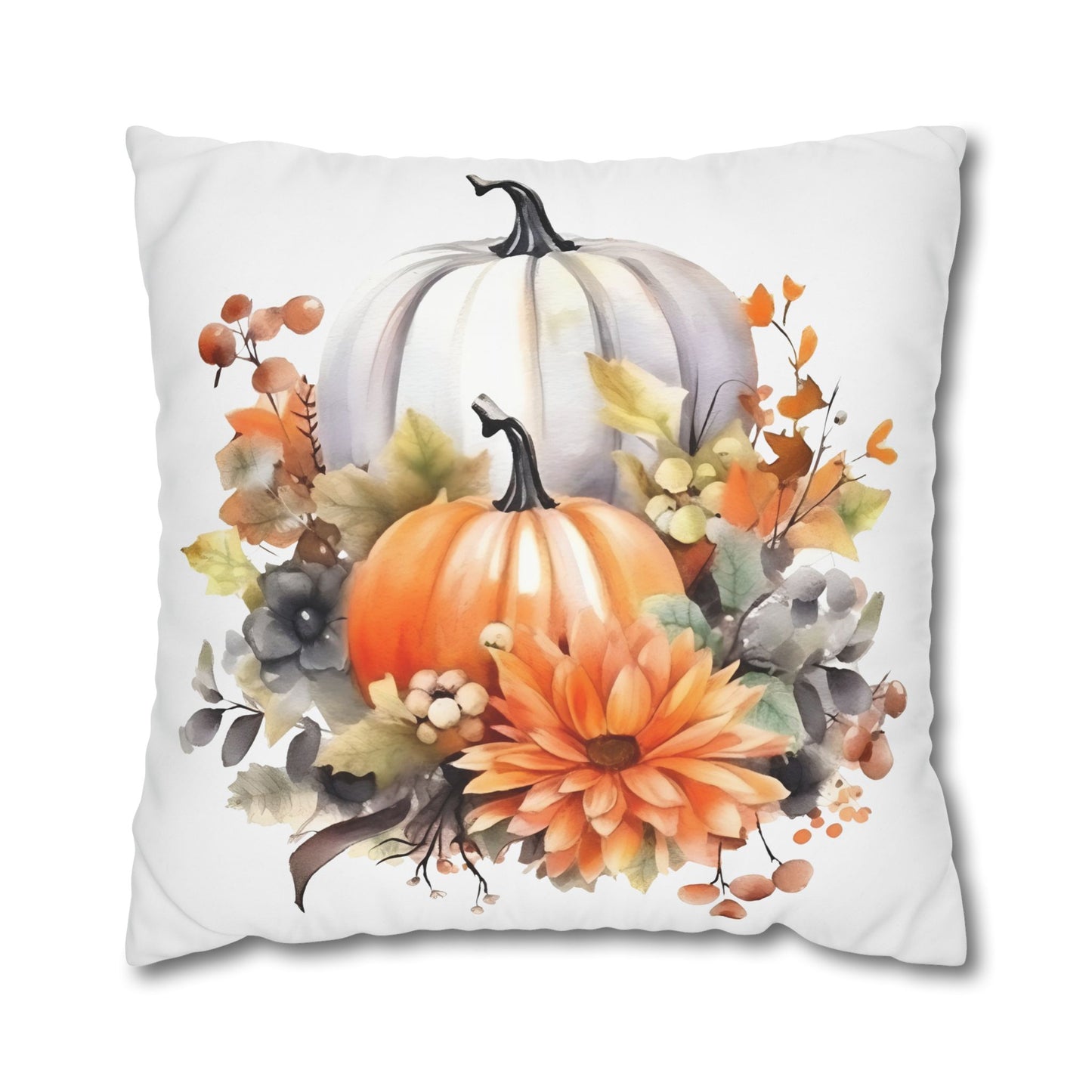 Autumn Floral Pillowcase, Cozy Fall Decor, Pumpkin Decorative Cushion, Harvest Home Accent, Thanksgiving Gift Ideas
