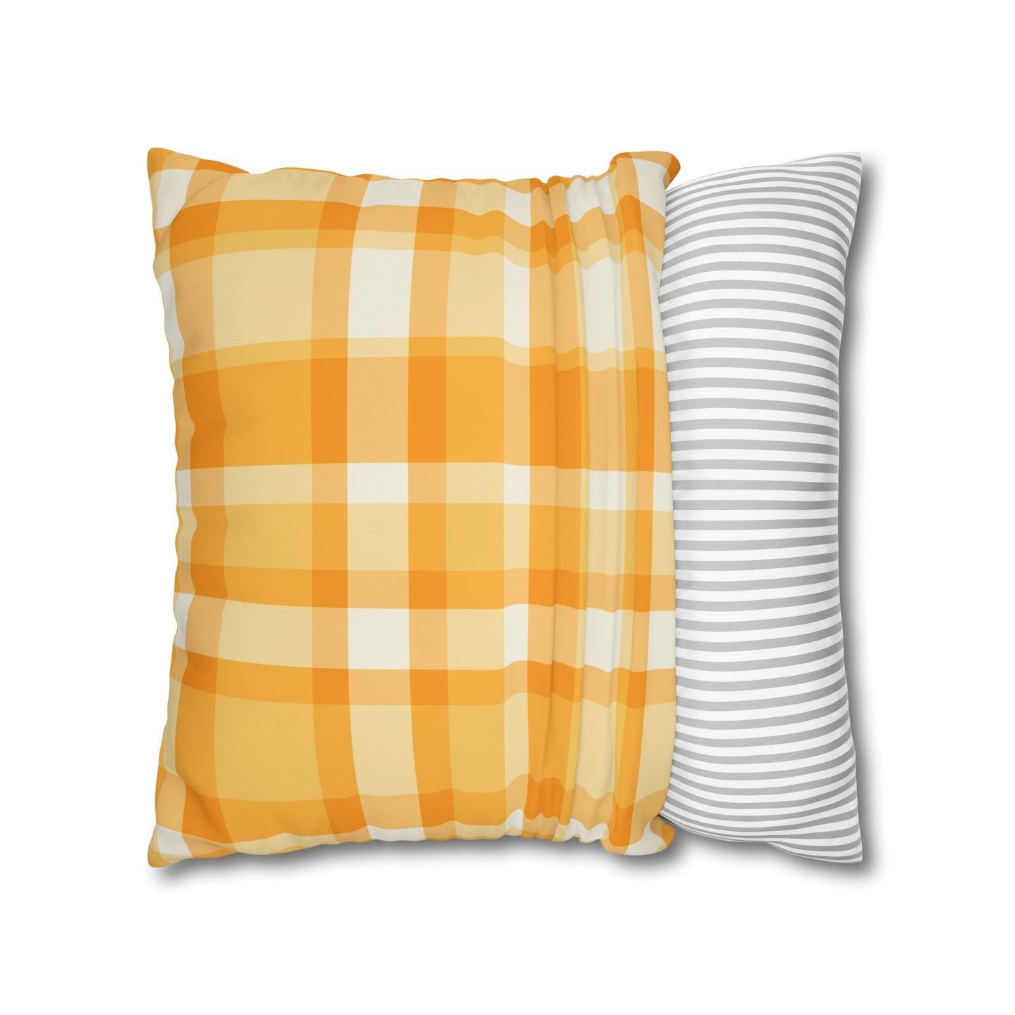 Sunshine Checkered Poly Canvas Pillowcase | Cozy Home Decor, Throw Pillow, Living Room Accent, Farmhouse Style, Seasonal Pillow