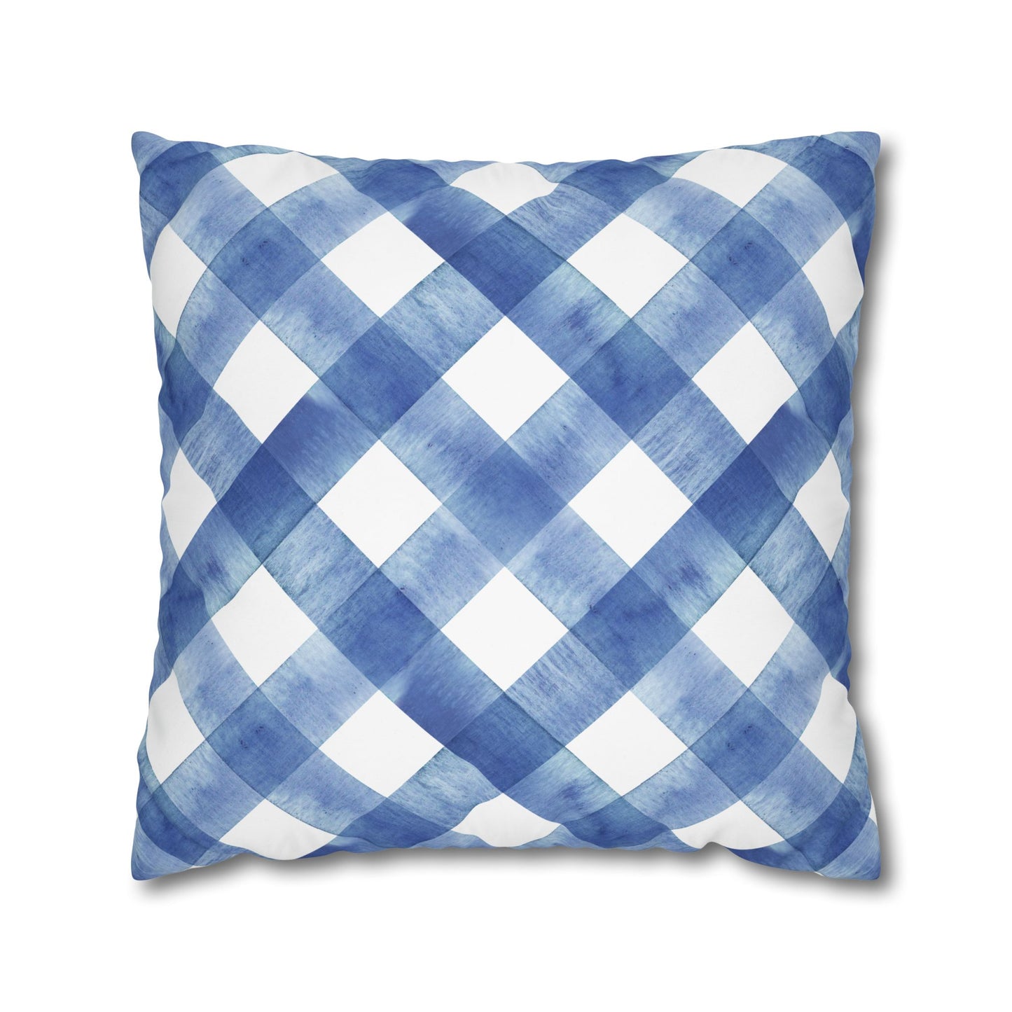 Blue Plaid Poly Canvas Pillowcase, Cozy Home Decor, Farmhouse Cushion, Throw Pillow Cover, Gift for Homeowners