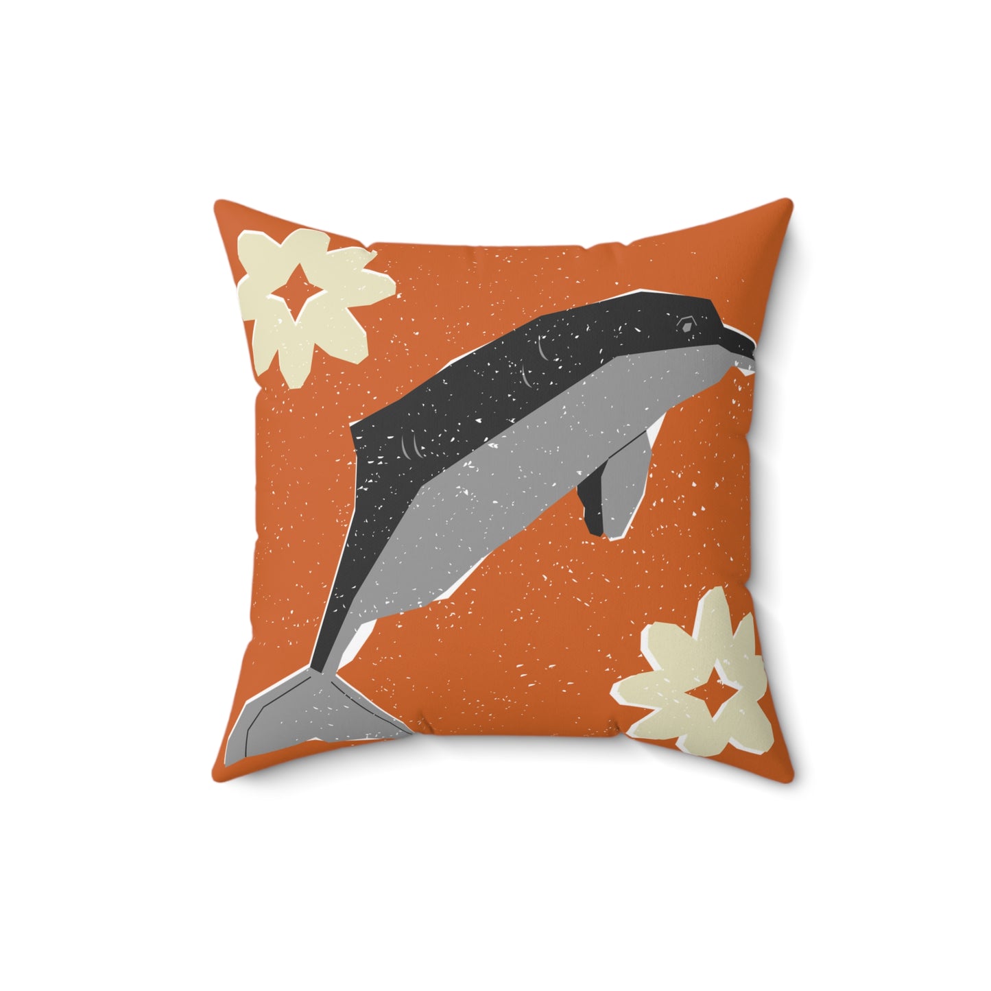 Mary Lillian Sunset Dolphin Throw Pillow – Retro Coastal Bloom