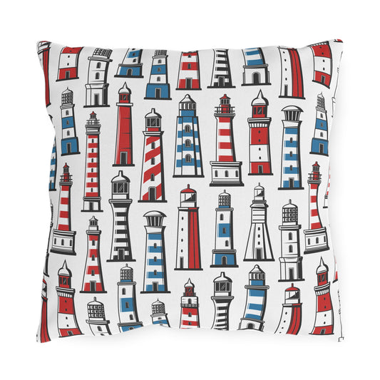 Outdoor Pillows - Nautical Lighthouse Decorative Coastal Set for Beach House