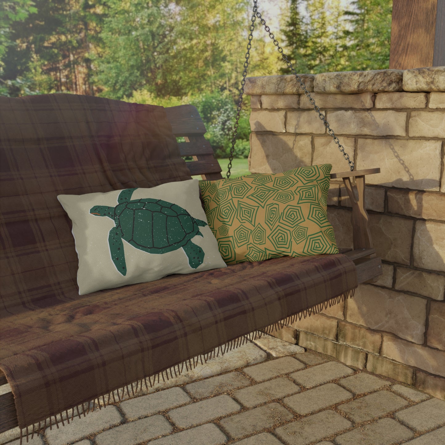 Outdoor Pillows - Rustic and Tribal Sea Turtle Design
