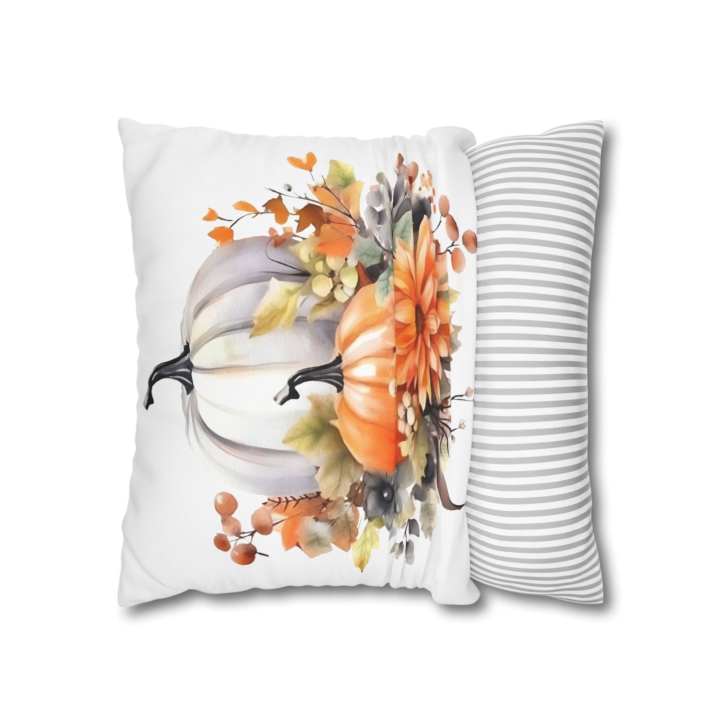 Autumn Floral Pillowcase, Cozy Fall Decor, Pumpkin Decorative Cushion, Harvest Home Accent, Thanksgiving Gift Ideas