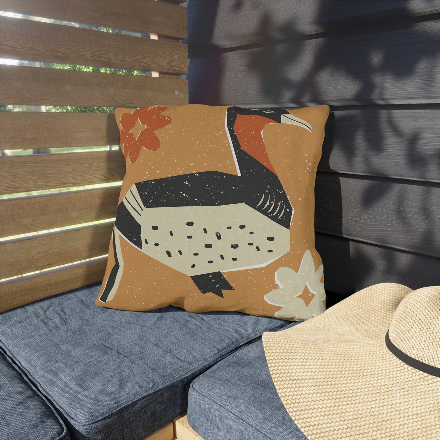 Tribal Design Rustic Goose Stylish Outdoor Pillow for Cozy Settings, Garden Decor, Boho Patio Accessories, Spring/Summer Vibes, Gift for Nature Lovers