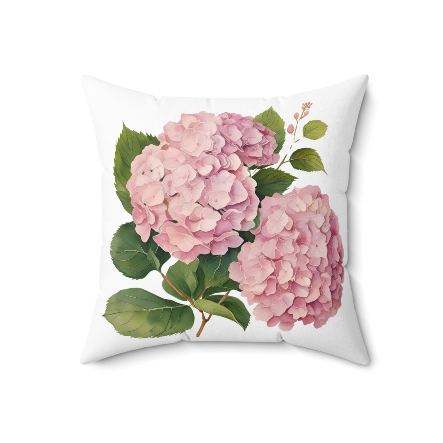 Tri Blushing Pink Hydrangeas of Spun Polyester Square Pillow