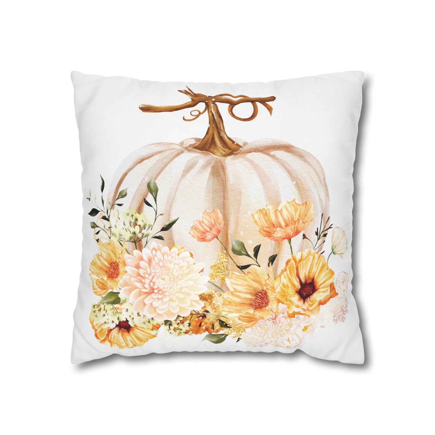 Floral Pumpkin Pillowcase, Cozy Home Decor, Fall Decor, Harvest Celebration, Thanksgiving Gift, Floral Accent Pillow