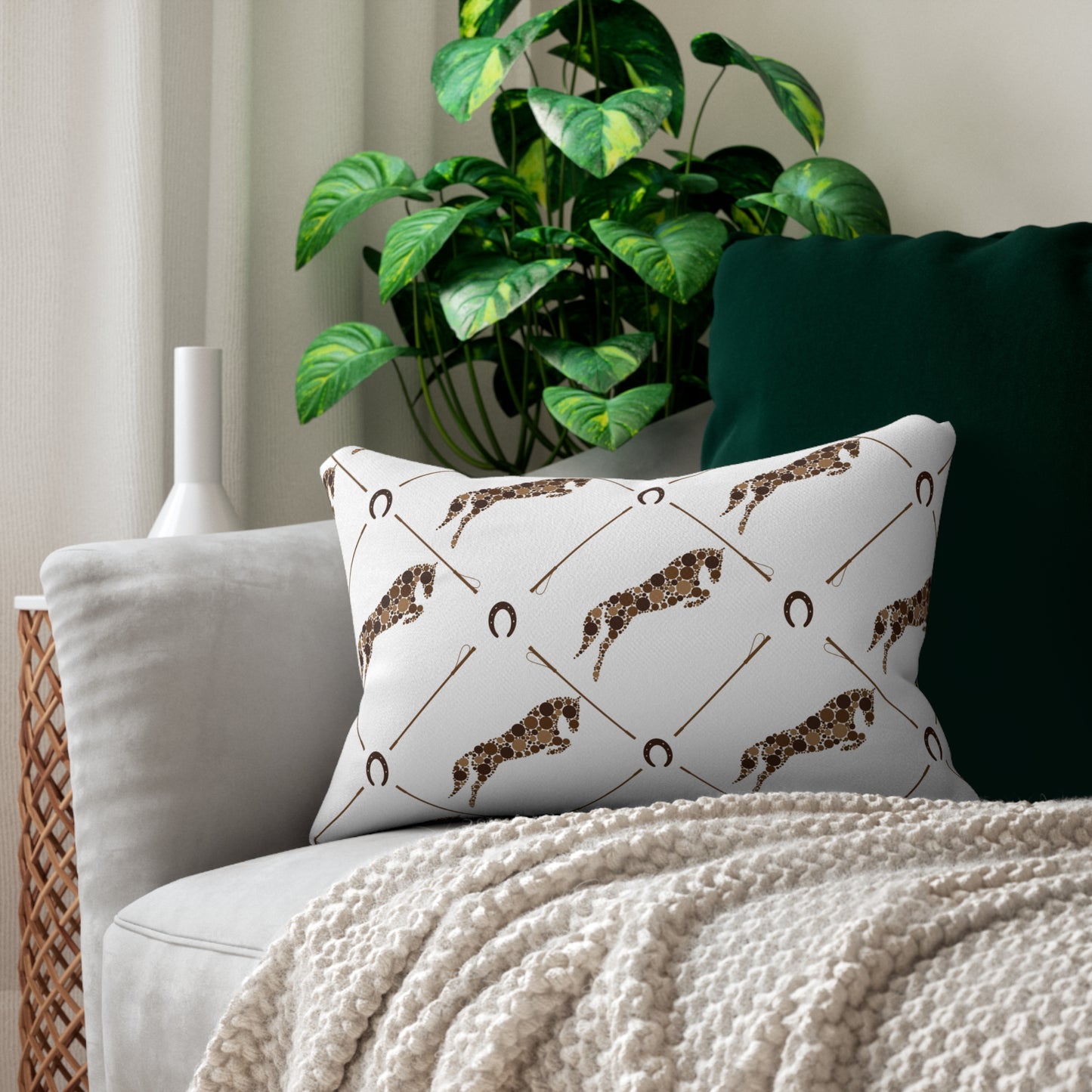 Chic Decorative Lumbar Pillow | Equestrian & Floral Designs, Home Decor Accent, Horse Lover Gift, Modern Couch Pillow, Stylish Throw Cushion