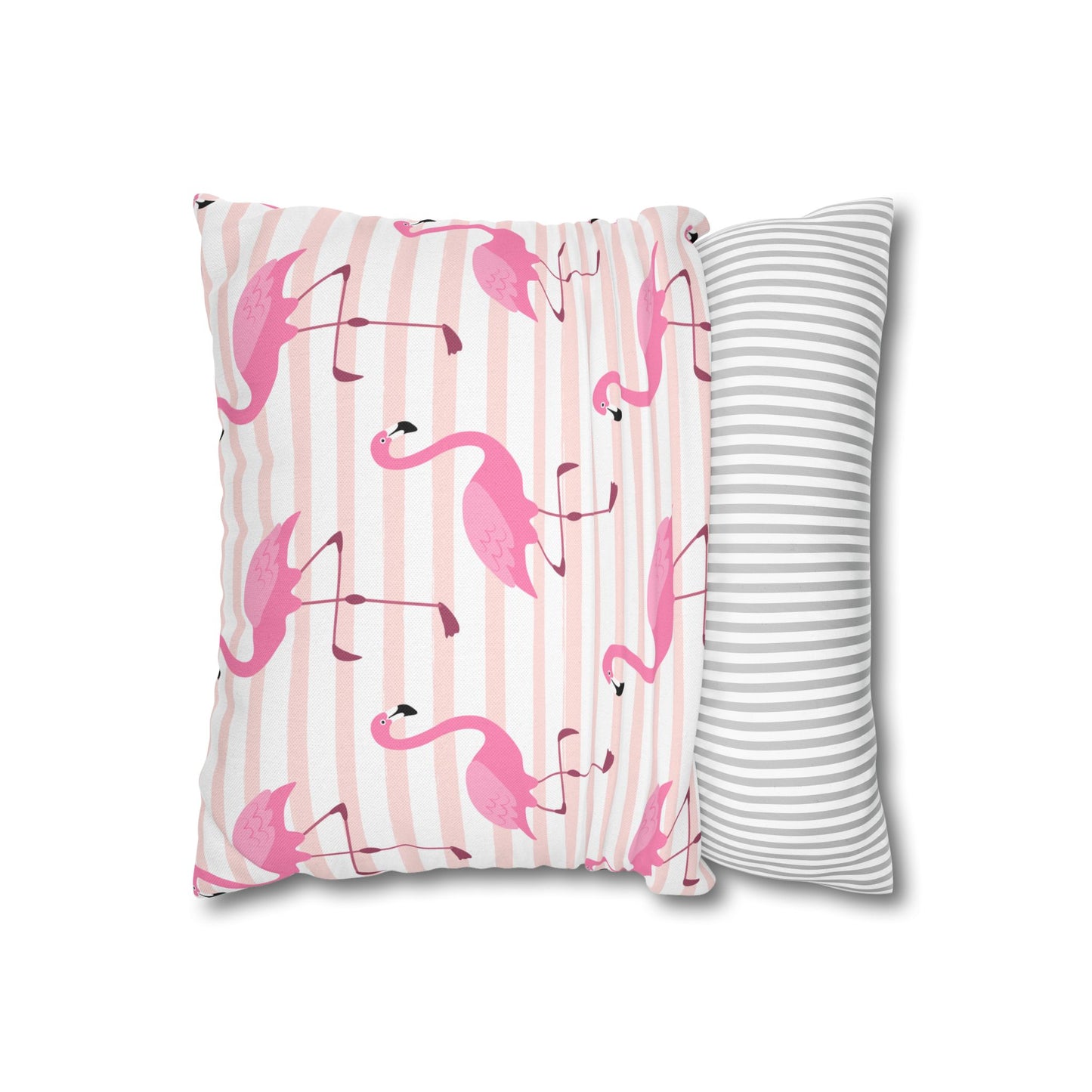 Pink Flamingo Pattern Pillowcase - Vibrant Spun Polyester Square Cushion for Summer Decor