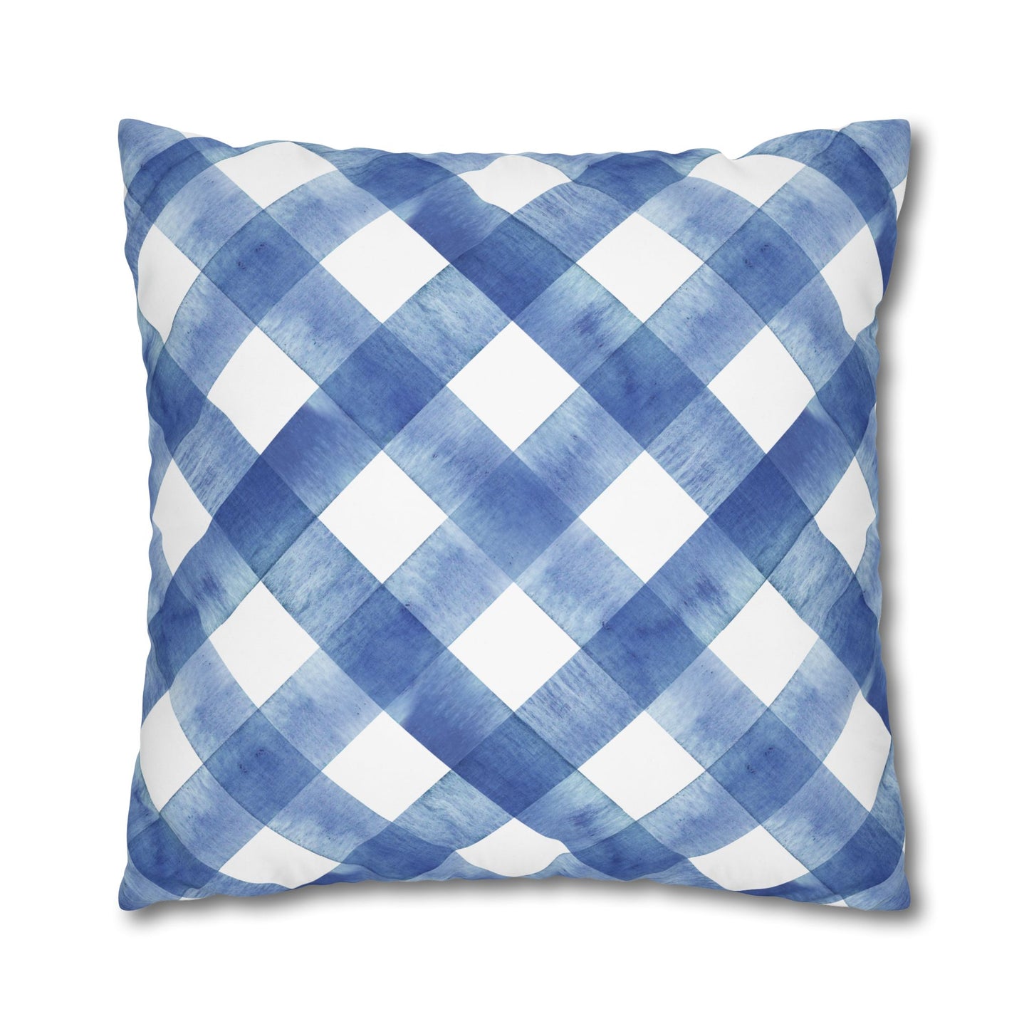 Blue Plaid Poly Canvas Pillowcase, Cozy Home Decor, Farmhouse Cushion, Throw Pillow Cover, Gift for Homeowners