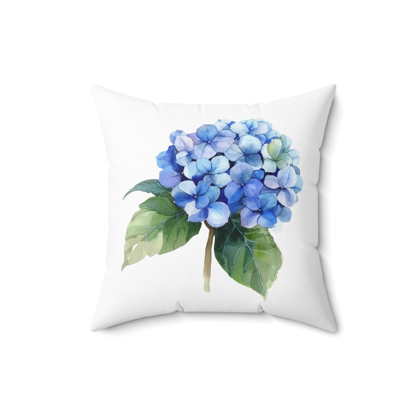 Blue Hydrangea Spun Polyester Square Pillow
