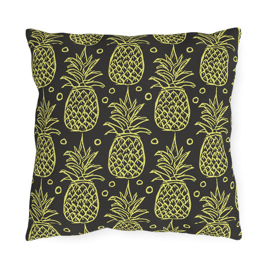 Outdoor Pillow - Tropical Welcome Pineapple Bright Yellow Summer Decor Design
