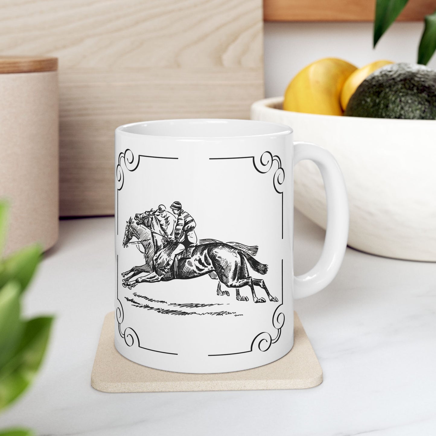 Elegant Equestrian Ceramic Mug, Horse Lover Gift, Stylish Drinkware, Unique Coffee Cup, Perfect for Home or Office