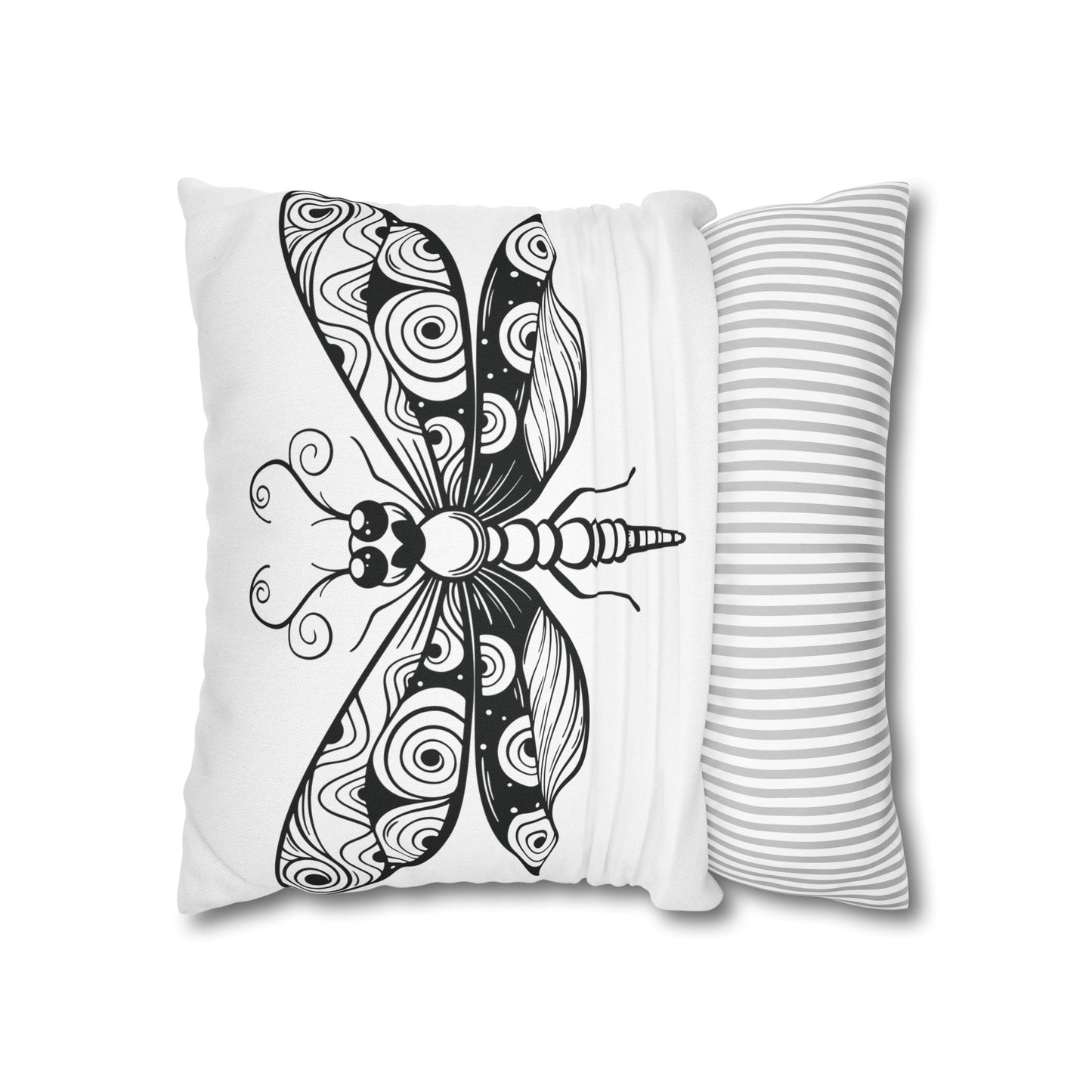 Boho Black and White Butterfly Pillowcase - Decorative Throw Pillow Cover, Home Decor, Gift for Nature Lovers, Modern Cushion, Cozy Vibe
