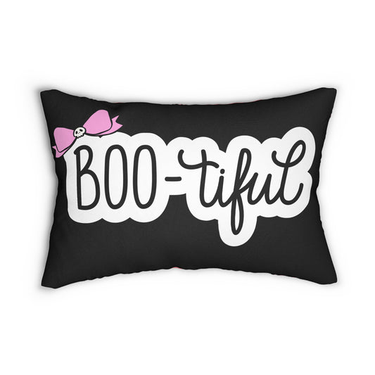 Boo-tiful Lumbar Pillow, Halloween Decor, Cozy Home Accent, Spooky Gift, Skull Patterns, Fun Cushion