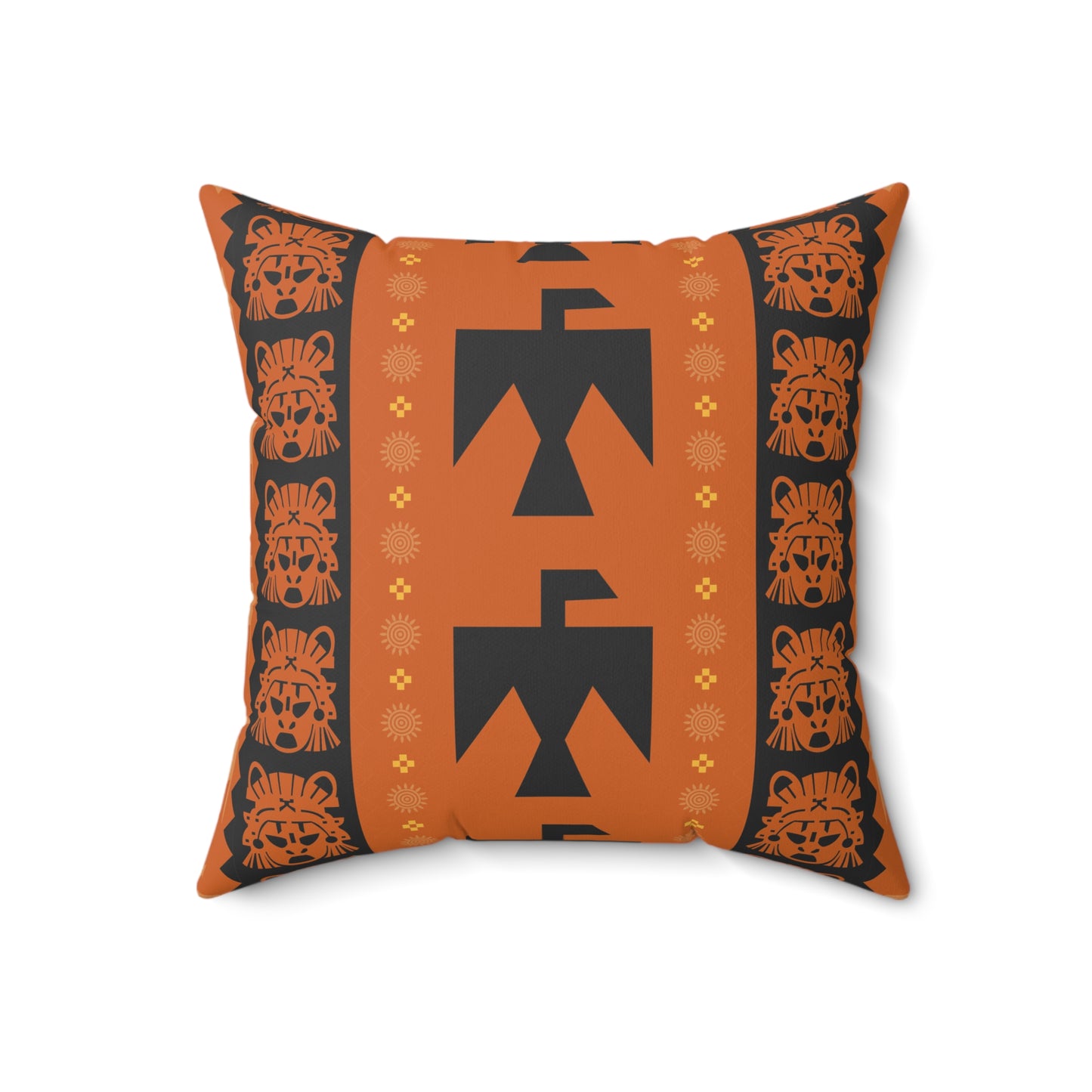Folk Art Boho Tribal Hunting Hawk Square Pillow, Decorative Pillows for Home, Boho Living Room Decor, Gift for Her, Cozy Throw Pillow
