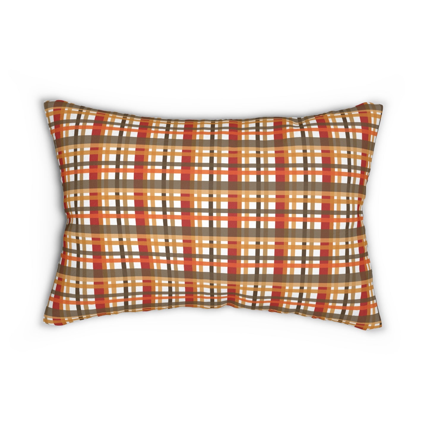 Fall Harvest Lumbar Pillow, Cozy Autumn Decor, Thanksgiving Home Accent, Pumpkin and Plaid Design, Seasonal Cushion