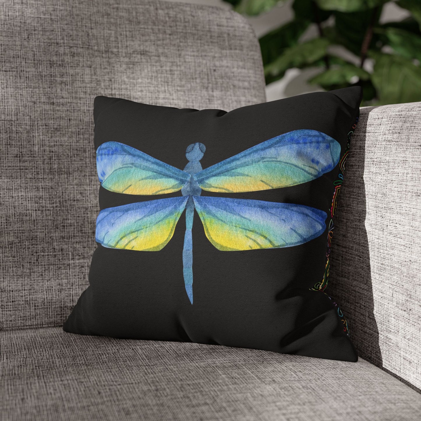 Blue Dragonfly Decorative Pillowcase, Nature Decor, Home Accent, Gift, Cozy Living Room, Spring Decor, Nature Lover's Gift