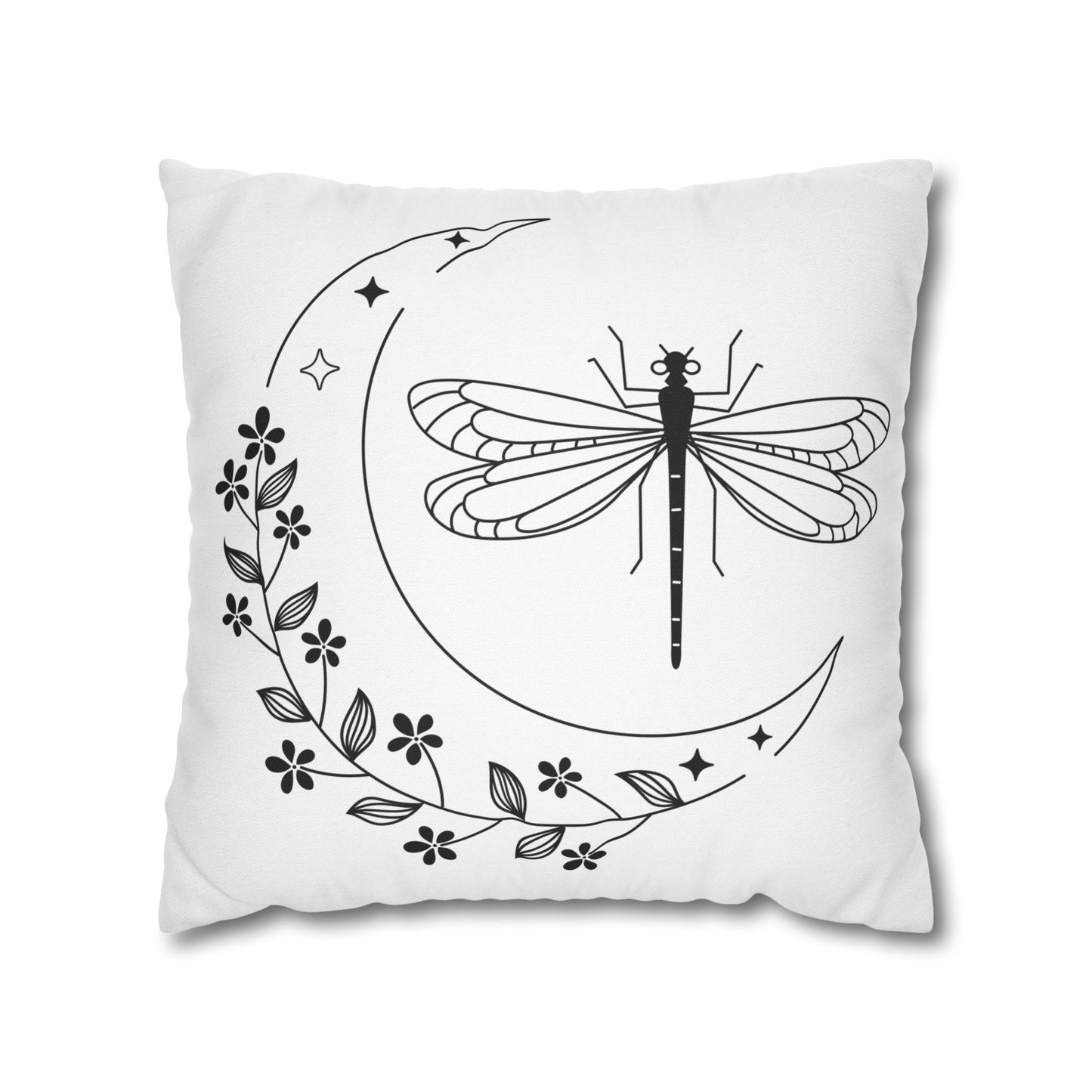 Moonlit Dragonfly Pillowcase - Boho Home Decor, Throw Pillow Cover, Gift for Nature Lovers, Cozy Bedroom Accent, Unique Home Accessories