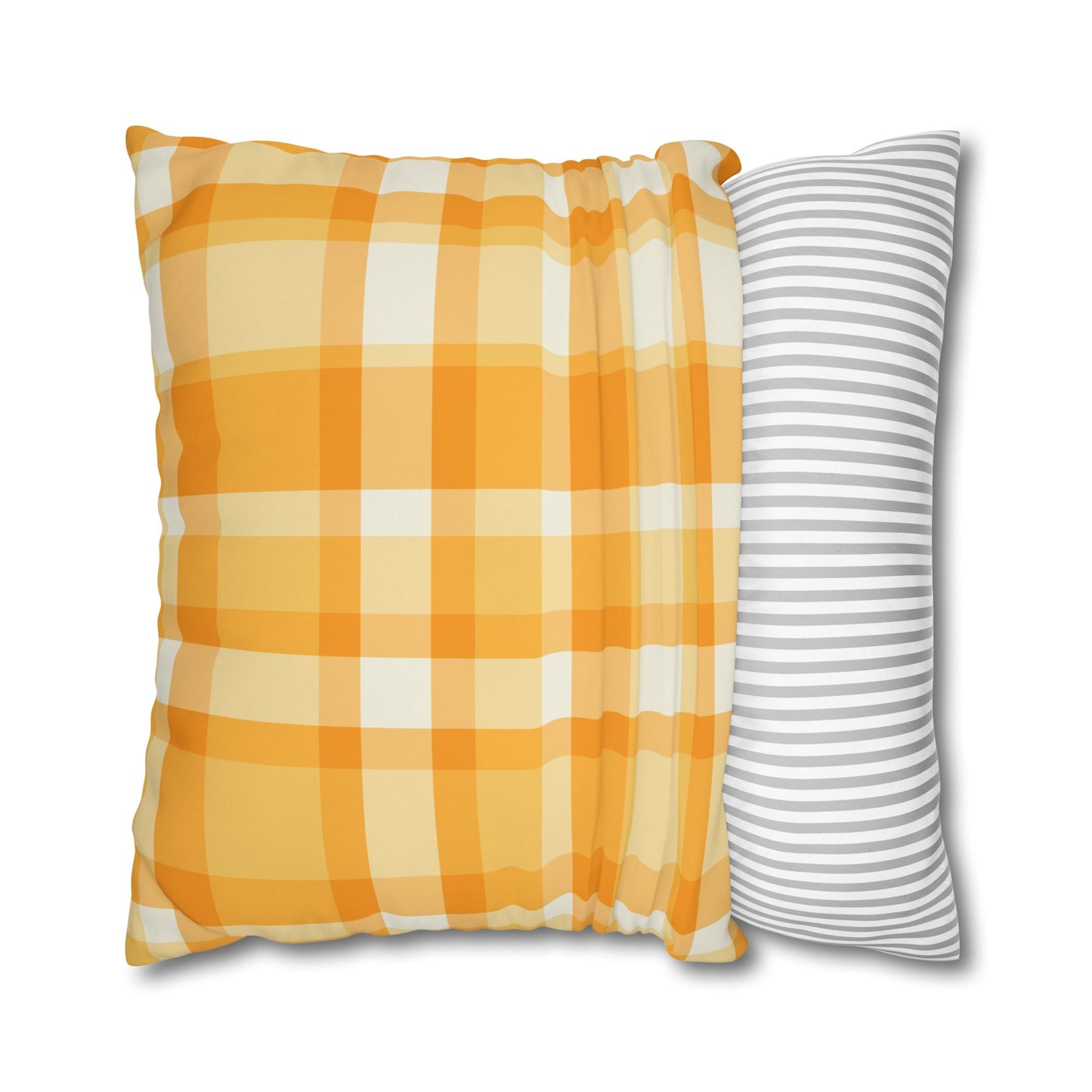 Sunshine Checkered Poly Canvas Pillowcase | Cozy Home Decor, Throw Pillow, Living Room Accent, Farmhouse Style, Seasonal Pillow