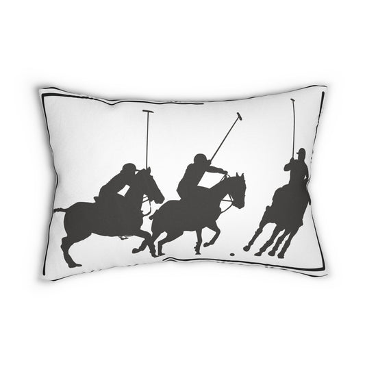 Elegant Lumbar Pillow | Stylish Home Decor | Horse Polo & Plaid Patterns | Ideal for Living Room, Bedroom, Gifts, Holidays, Housewarming