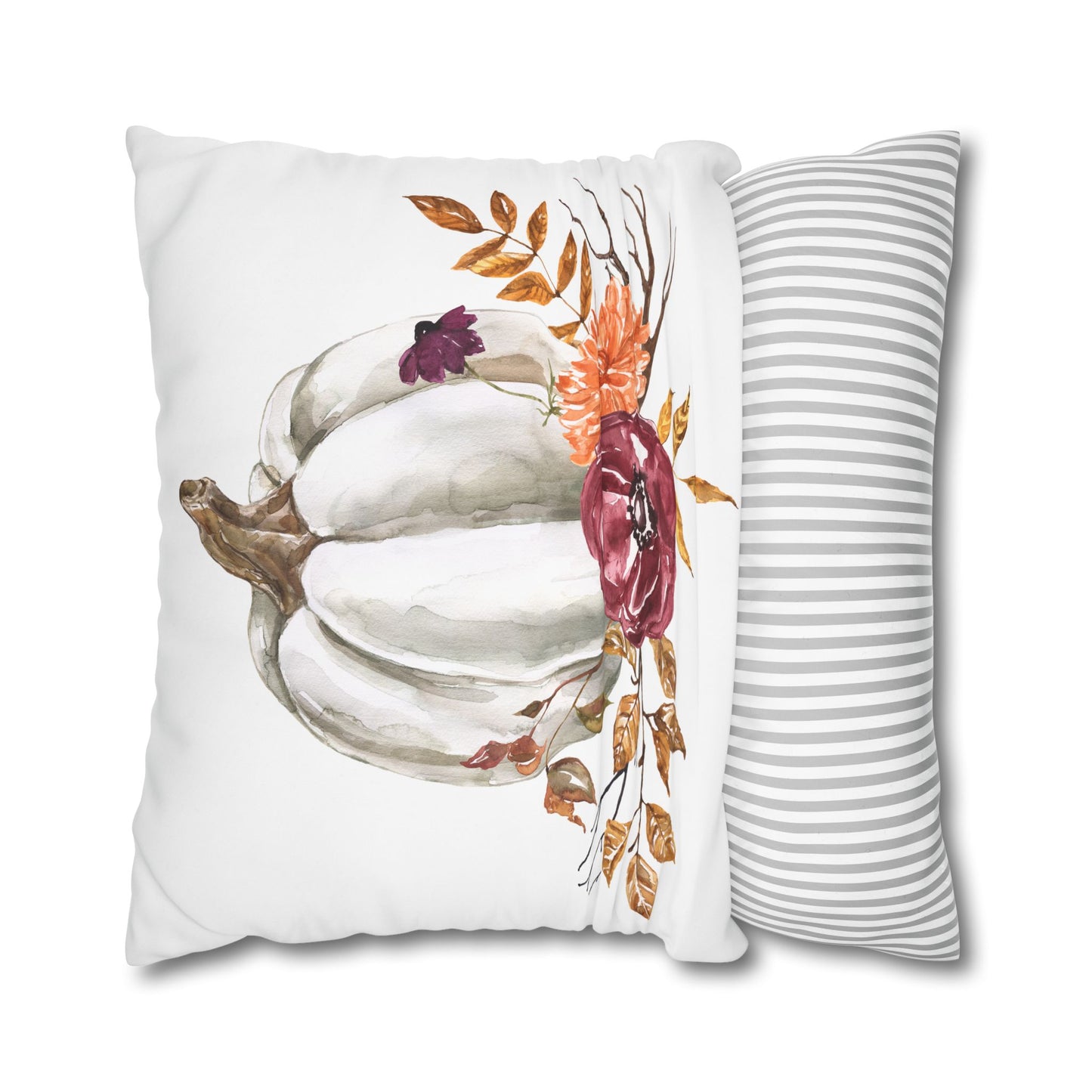 Autumn Floral Pumpkin Pillowcase - Cozy Home Decor for Fall, Harvest, Thanksgiving, Seasonal Cushion Cover, Gift for Her