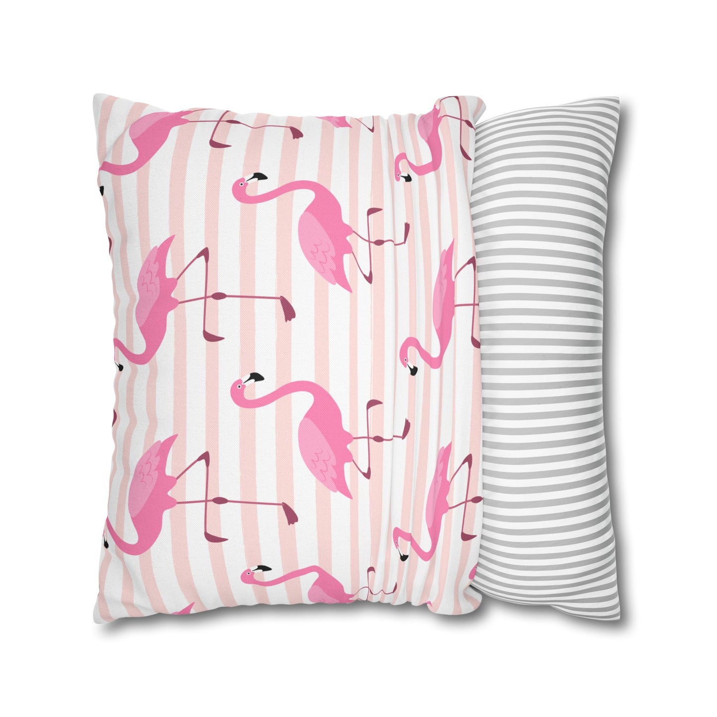 Pink Flamingo Pattern Pillowcase - Vibrant Spun Polyester Square Cushion for Summer Decor