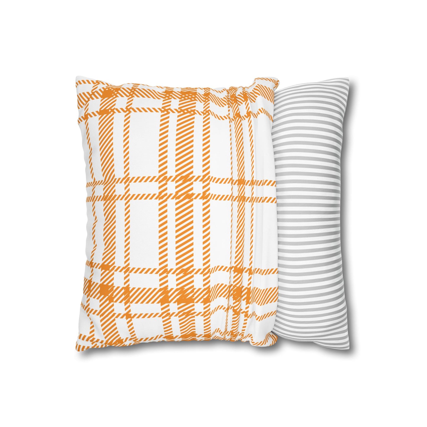 Cozy Plaid Pillowcase | Soft Square Canvas Cushion for Home Decor, Farmhouse Style, Living Room, Seasonal Gift, Wedding Decor