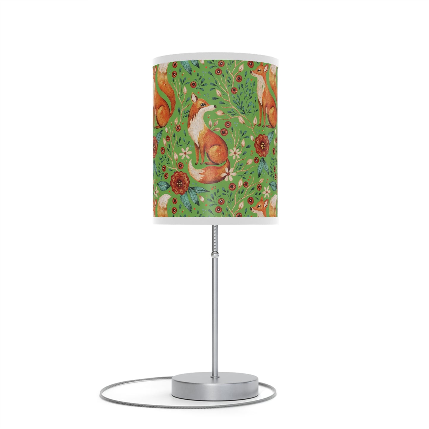 Whimsical Fox Floral Table Lamp - Stylish Decorative Lighting for Cozy Spaces  - Thyme Green