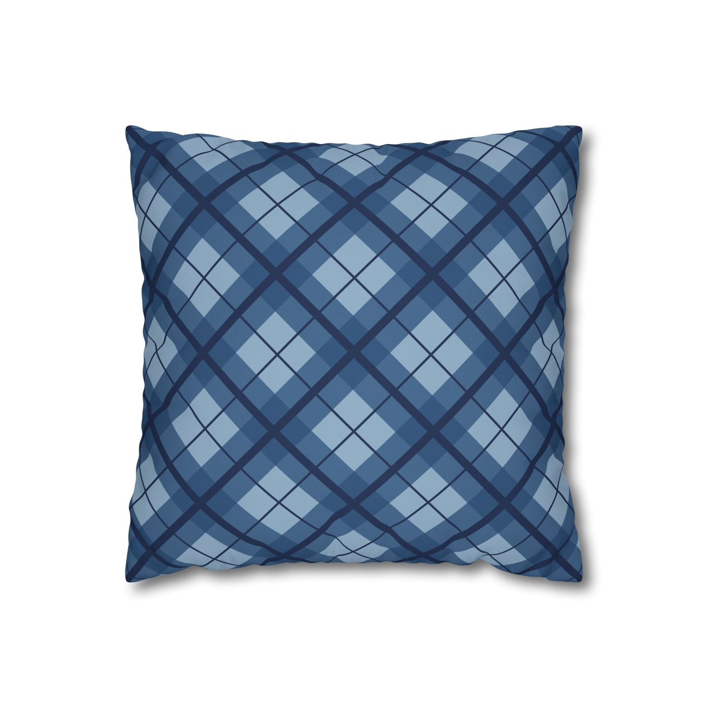Plaid Poly Canvas Pillowcase, Cozy Home Decor, Throw Pillow, Couch Cushion, Living Room Accent, Nautical Gift, Birthday Decor