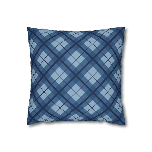 Plaid Poly Canvas Pillowcase, Cozy Home Decor, Throw Pillow, Couch Cushion, Living Room Accent, Nautical Gift, Birthday Decor