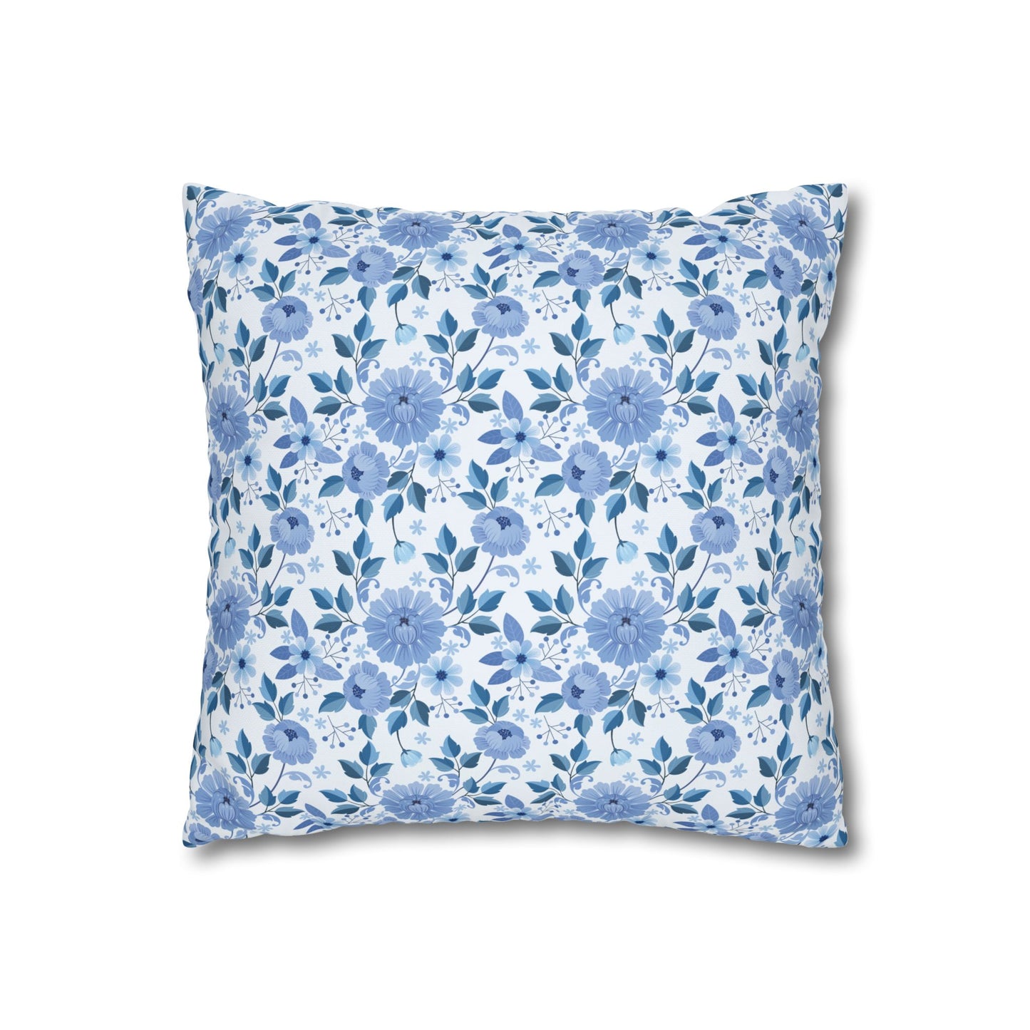 Floral Print Throw Pillowcase, Cozy Home Decor, Gift for Her, Accent Cushions, Living Room Comfort, Wedding Gift, Blue Flower Cushion