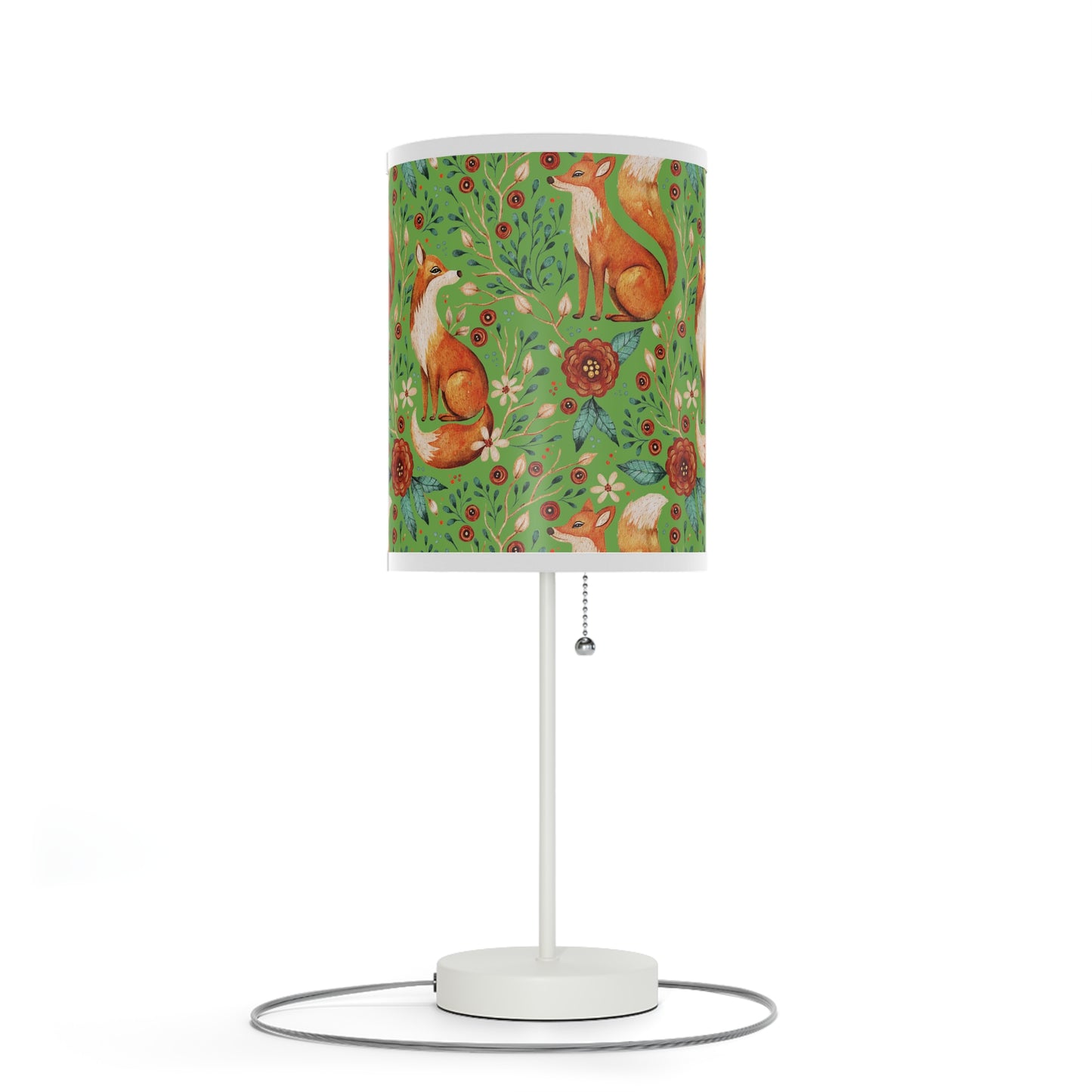 Whimsical Fox Floral Table Lamp - Stylish Decorative Lighting for Cozy Spaces  - Thyme Green