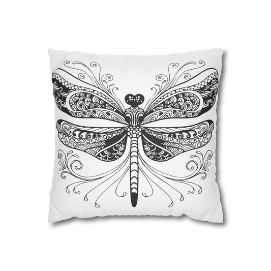 Elegant Black and White Dragonfly Pillowcase, Decorative Throw Pillow Cover, Modern Home Decor, Gift for Nature Lovers, Cozy Living Room Accent