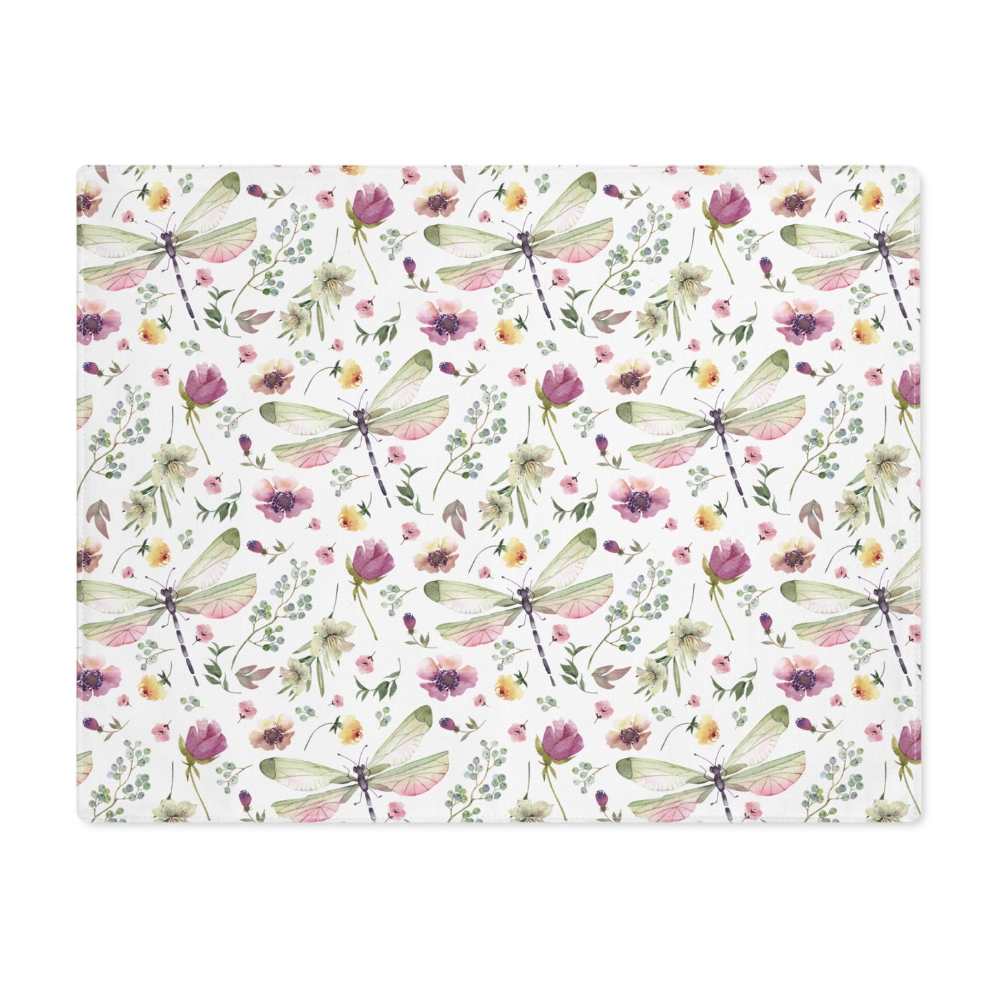 Placemat - Whimsy in Bloom Dragonflies & Floral Elegance Design - Available in Four Elegant Hues
