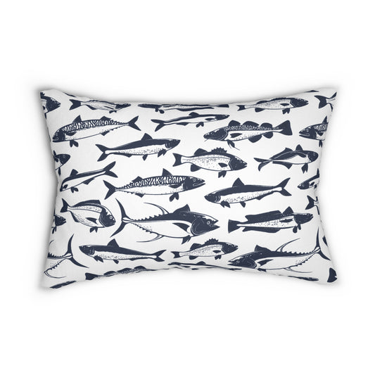 Nautical & Farmhouse Lumbar Pillow, Coastal Decor, Fishing Theme, Cozy Home Accent, Perfect Gift for Fishermen, Living Room Accessory