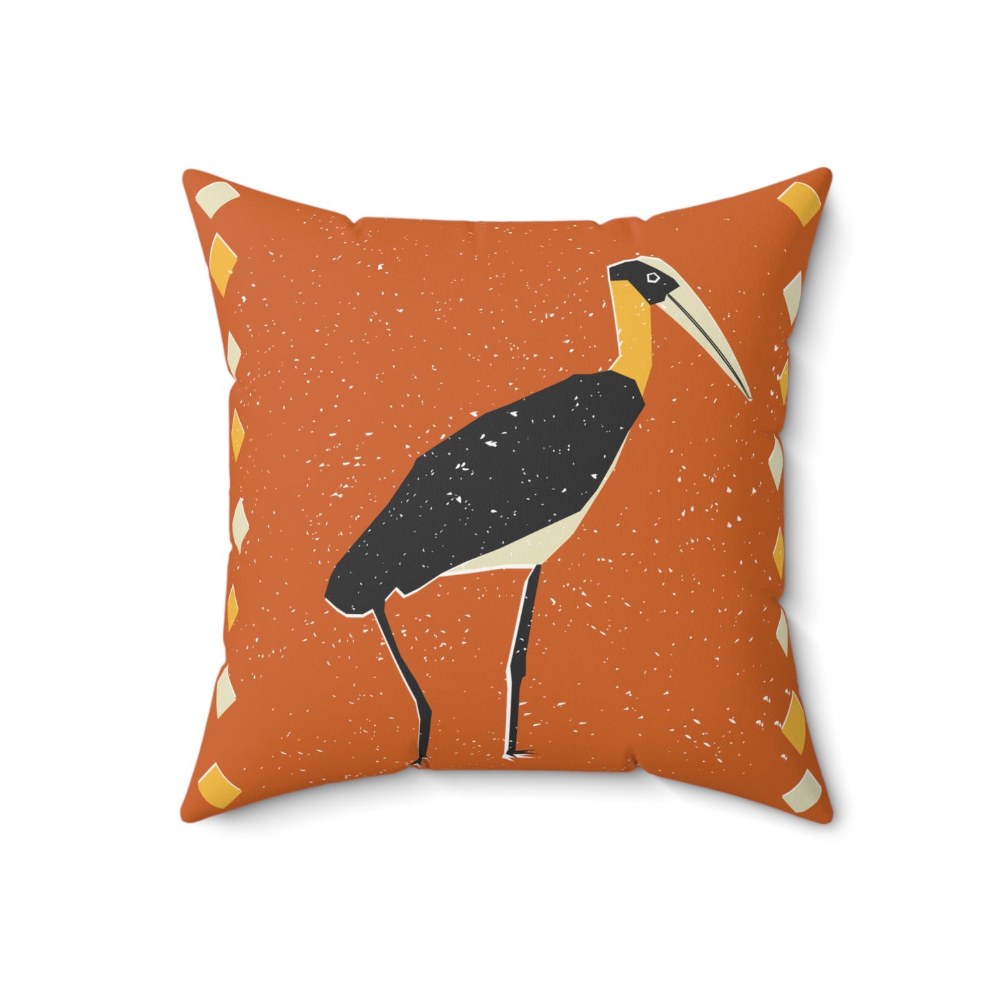 Boho Chic Tall Bird Square Pillow, Decorative Cushion, Home Accent, Unique Gift, Bohemian Decor, Modern Pillowcase