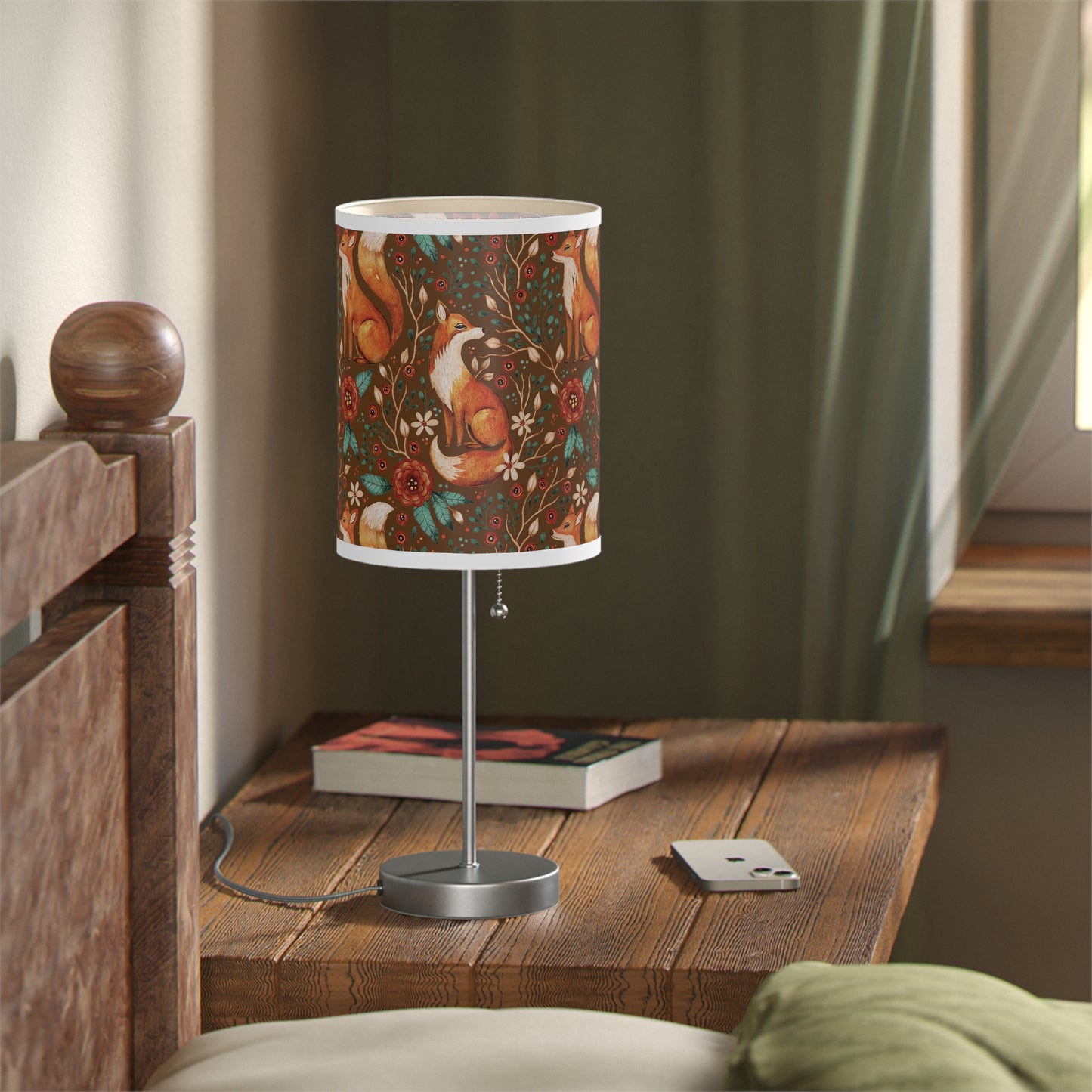 Whimsical Fox Floral Table Lamp - Stylish Decorative Lighting for Cozy Spaces - Mocha