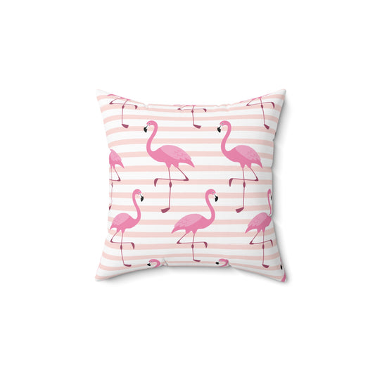 Tropical Flamingo Decorative Pillow - Colorful Pink & Stripe Design for Home Decor
