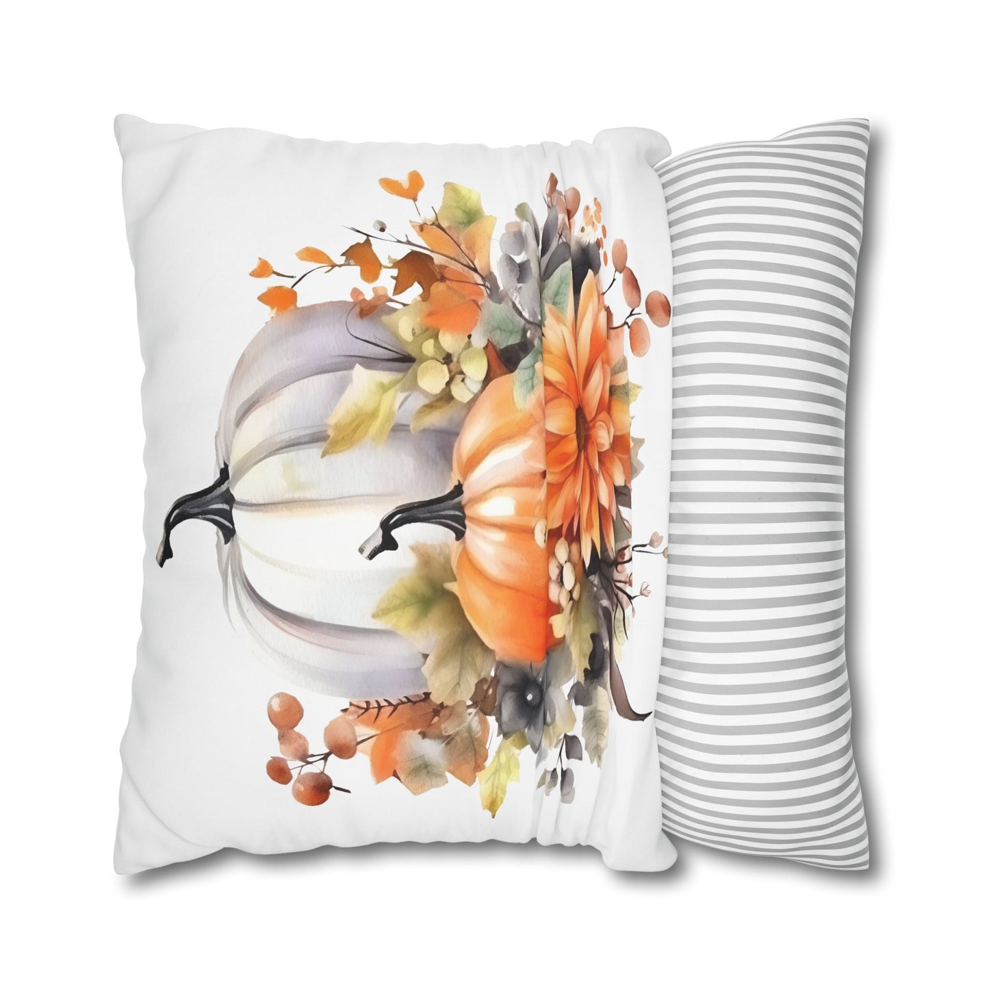 Autumn Floral Pillowcase, Cozy Fall Decor, Pumpkin Decorative Cushion, Harvest Home Accent, Thanksgiving Gift Ideas