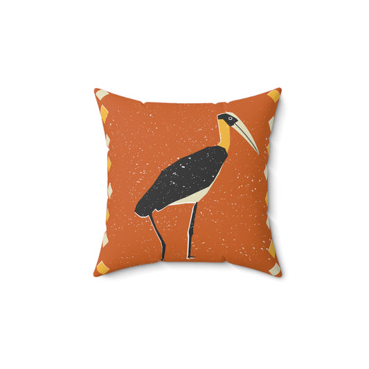 Boho Chic Tall Bird Square Pillow, Decorative Cushion, Home Accent, Unique Gift, Bohemian Decor, Modern Pillowcase