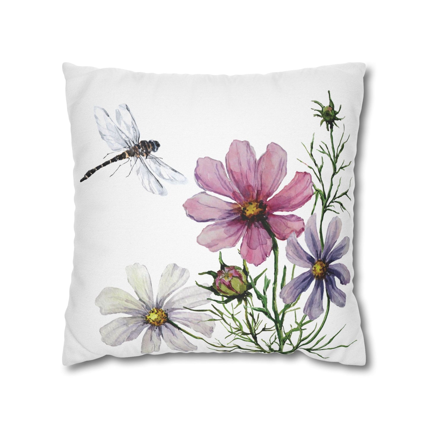 Floral Dragonfly Pillowcase, Cozy Home Decor, Boho Accent Pillows, Nature-Inspired Gift, Spring Decor