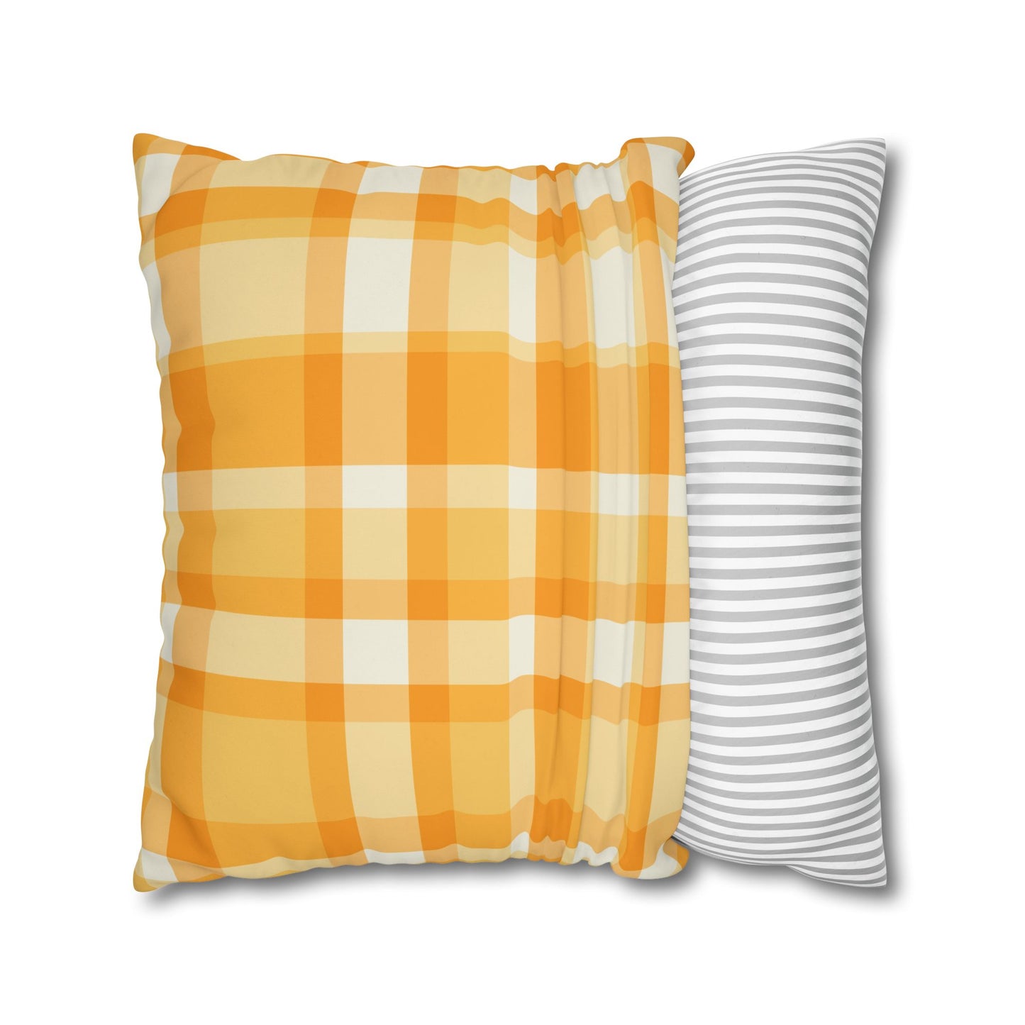 Sunshine Checkered Poly Canvas Pillowcase | Cozy Home Decor, Throw Pillow, Living Room Accent, Farmhouse Style, Seasonal Pillow