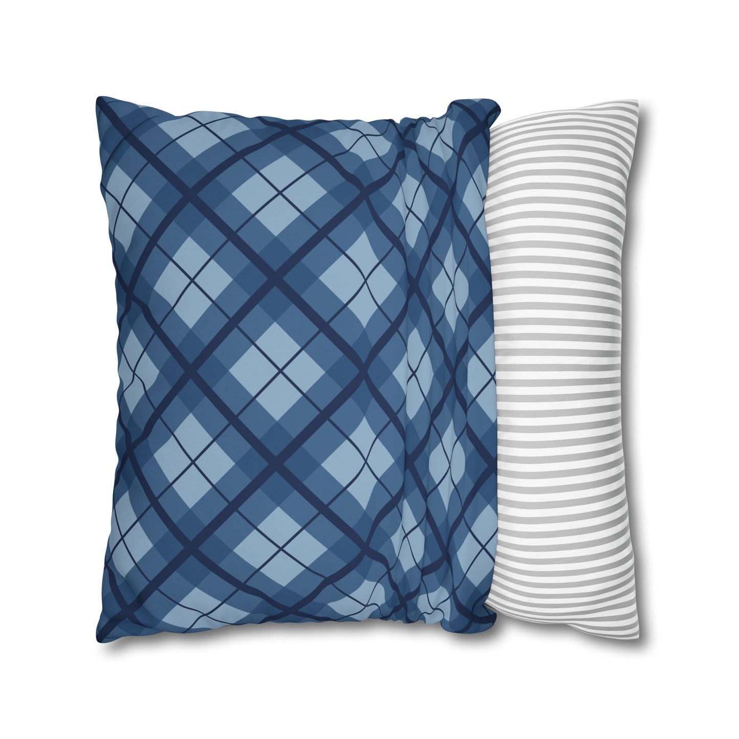 Plaid Poly Canvas Pillowcase, Cozy Home Decor, Throw Pillow, Couch Cushion, Living Room Accent, Nautical Gift, Birthday Decor