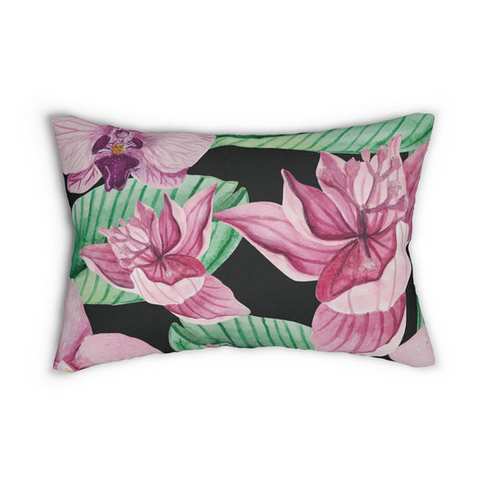 Floral & Elegant Brilliant Orchid Lumbar Pillow for Cozy Home Decor, Botanical Accent, Sofa Pillow, Gift for Her, Stylish Throw Pillow