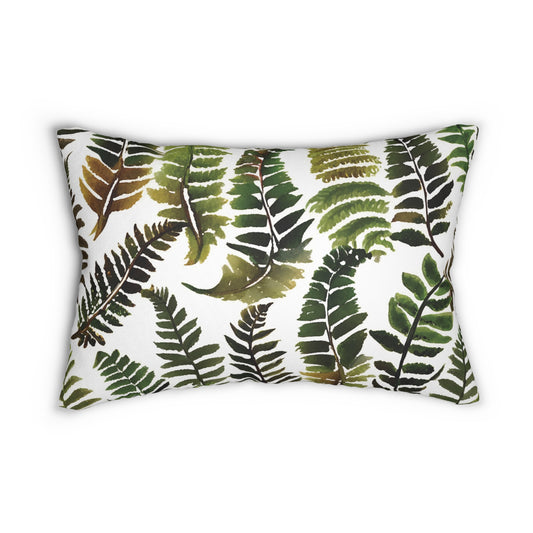 Botanical Fern Lumbar Pillow with Ornate Back Design, Cozy Home Décor, Nature-Inspired Cushion, Stylish Sofa Accent, Perfect Gift for Plant Lovers