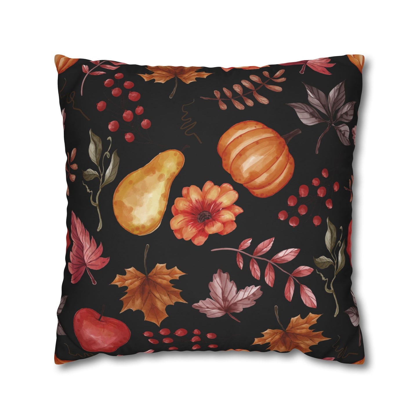 Fall Harvest Decorative Pillowcase, Cozy Home Decor, Autumn Cushion Cover, Thanksgiving Gift, Floral Throw Pillow