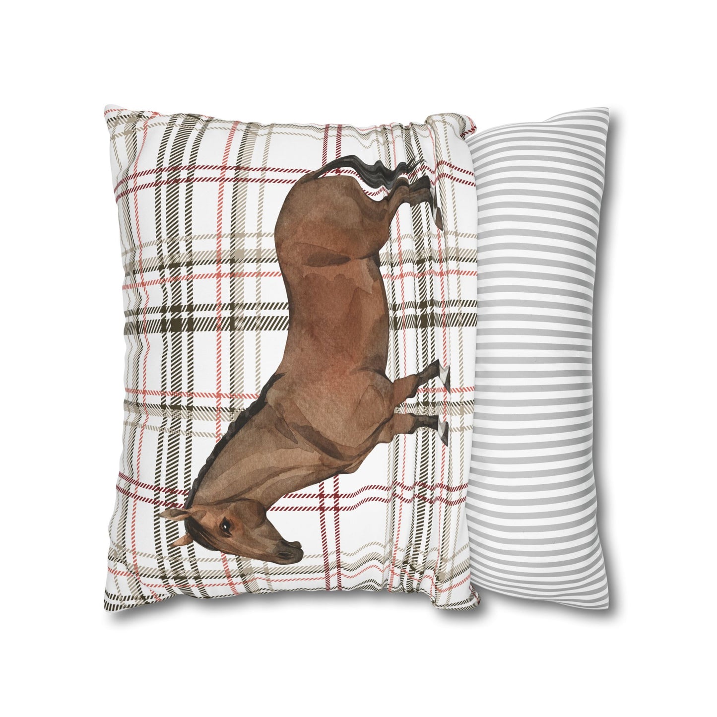 Horse-Themed Square Poly Canvas Pillowcase, Rustic Farmhouse Decor, Gift for Horse Lovers, Equestrian Home Accent, Cozy Throw Pillow