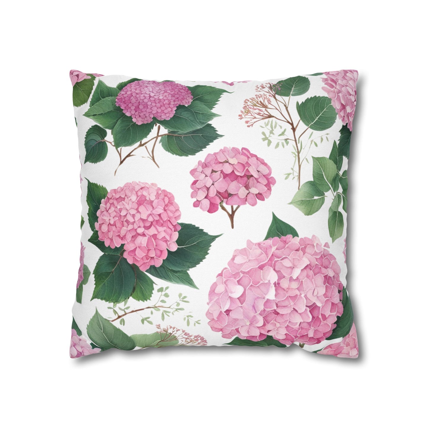 Blushing Hydrangeas – Pink Floral Square Pillowcase